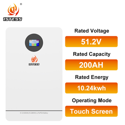 10.24kwh 51.2V 200Ah होम एनर्जी स्टोरेज बैटरी क्षमता लिथियम आयन रसायन विज्ञान और 6000 चक्रों के साथ