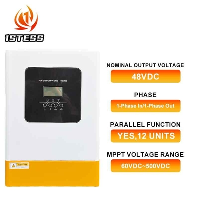 6.2KW उच्च वोल्टेज PV इनपुट इन्वर्टर 48VDC प्योर साइन वेव MPPT ऑन ऑफ ग्रिड हाइब्रिड ऑपरेशन