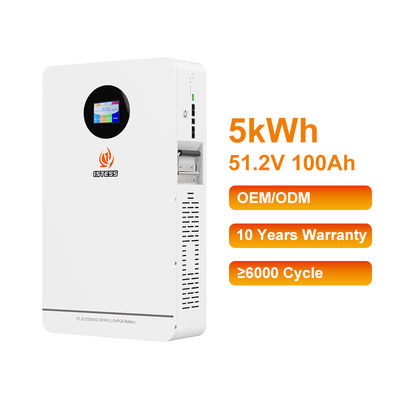 Wall Mount Energy Storage System 51.2V 100Ah 5.12kWh All in One Home Battery with Touch Screen