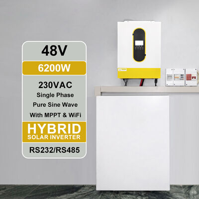 घरेलू उपकरणों के लिए 6200W आउटपुट 6500W PV इनपुट 48V सिंगल फेज़ प्योर साइन वेव सोलर इन्वर्टर MPPT हाई वोल्टेज